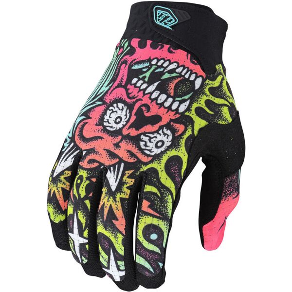 lee air skull demon guanti motocross verde arancione s