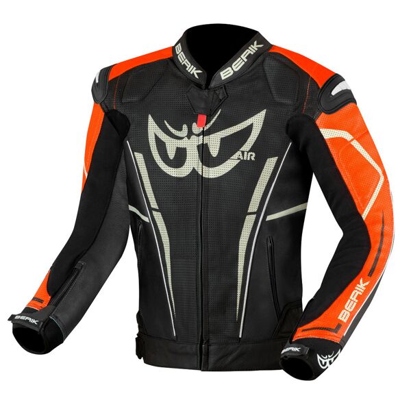 berik street pro evo giacca in pelle per moto nero arancione 58