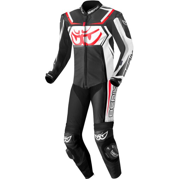 berik race-tech costume intero in pelle per moto nero bianco 50