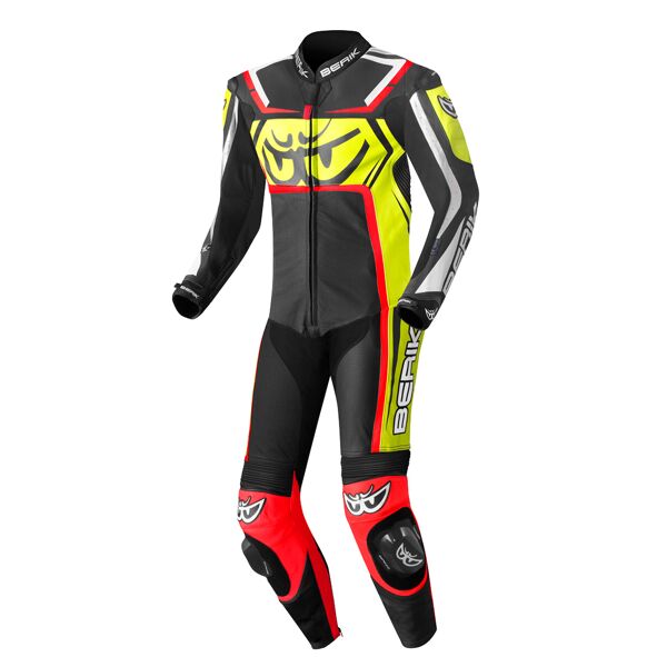 berik race-tech costume intero in pelle per moto nero rosso giallo 60