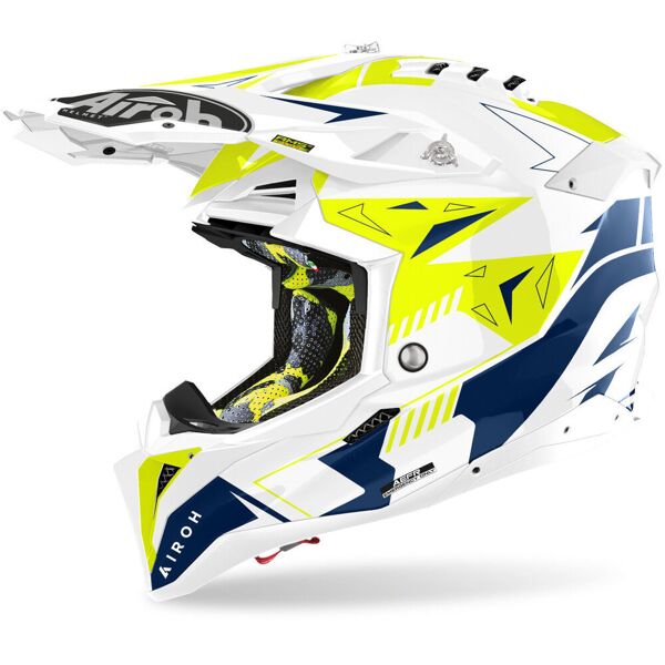 airoh aviator 3 spin casco motocross blu giallo m