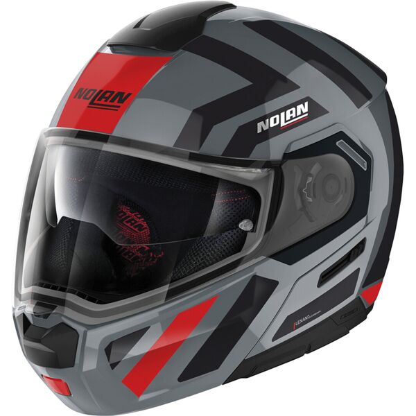 nolan n90-3 laneway n-com casco nero grigio rosso l