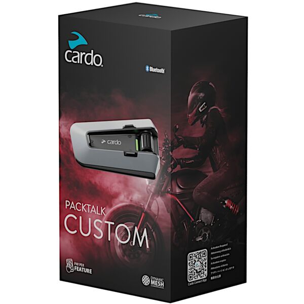 cardo packtalk custom sistema di comunicazione set singolo argento unica taglia