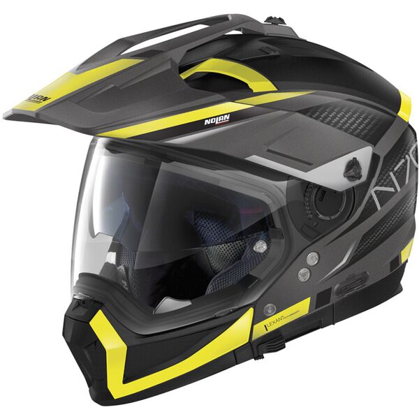 nolan n70-2 x earthquake n-com casco motocross nero giallo m