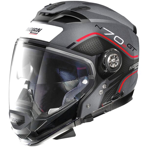 nolan n70-2 gt flywheel n-com casco grigio rosso l