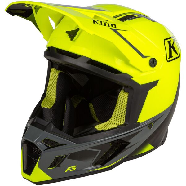 klim f5 legion hi-vis casco motocross nero grigio giallo 3xl