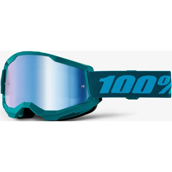 100% strata 2 essential chrome occhiali da motocross verde blu