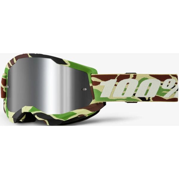 100% strata 2 war camo chrome occhiali da motocross nero grigio verde marrone