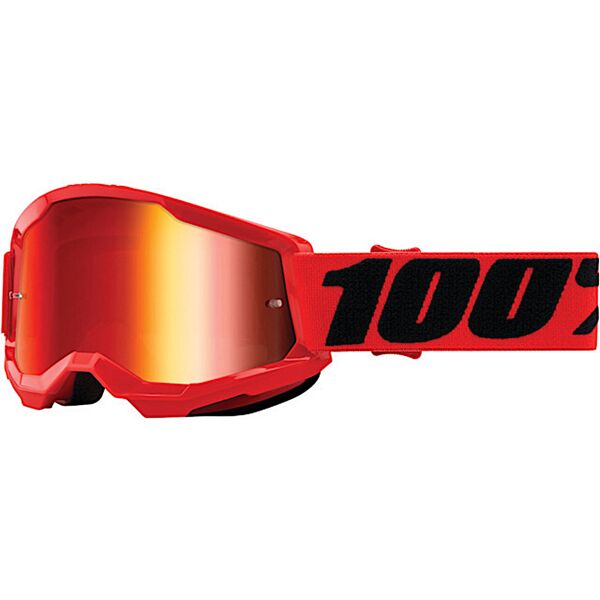100% strata 2 essential chrome occhiali da motocross giovanile rosso