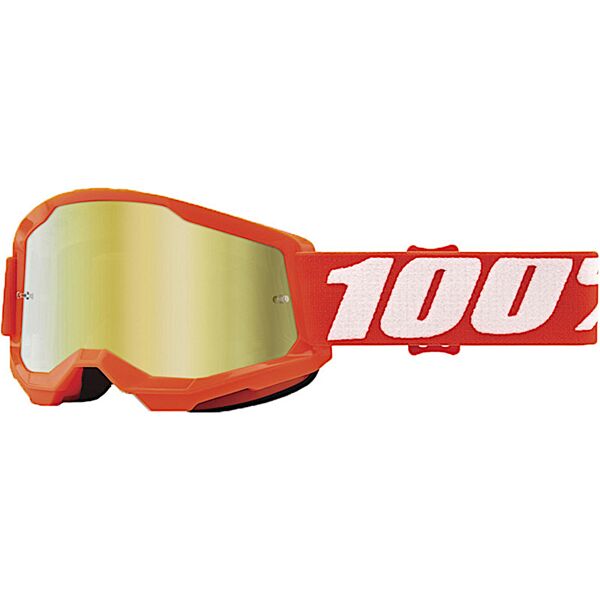100% strata 2 essential chrome occhiali da motocross giovanile arancione