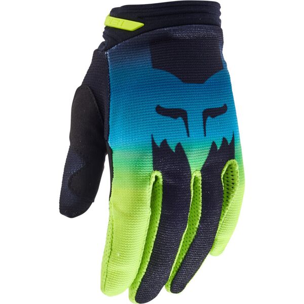 fox 180 flora ladies guanti da motocross nero blu giallo xl