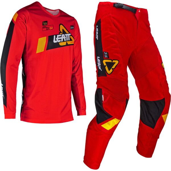 leatt 3.5 ride 2024 set maglia e pantaloni motocross nero rosso xl