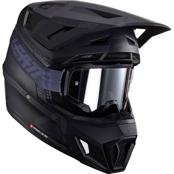 leatt 7.5 v24 stripes casco da motocross con occhiali nero grigio 2xl