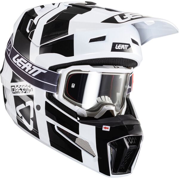 leatt 3.5 v24 casco da motocross con occhiali nero bianco l