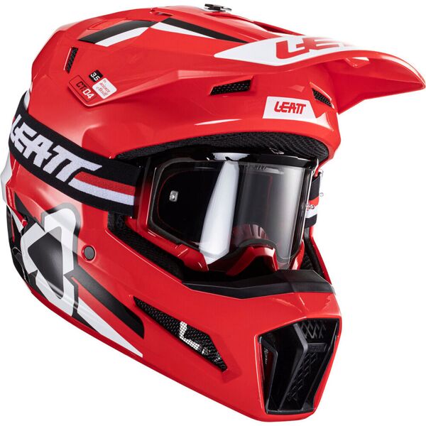 leatt 3.5 v24 logo casco da motocross con occhiali nero bianco rosso m