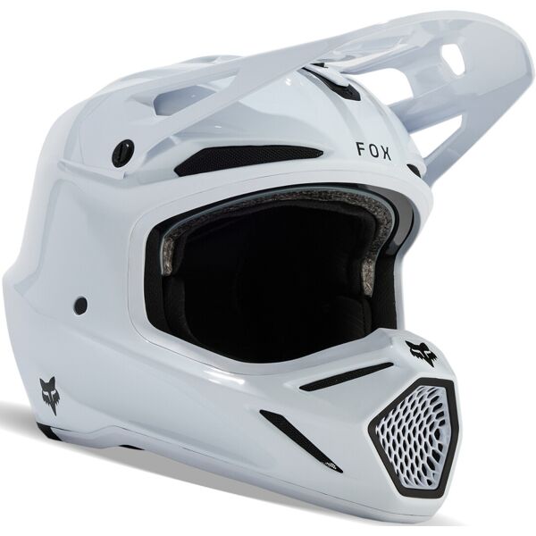 fox v3 rs carbon solid mips casco da motocross bianco m