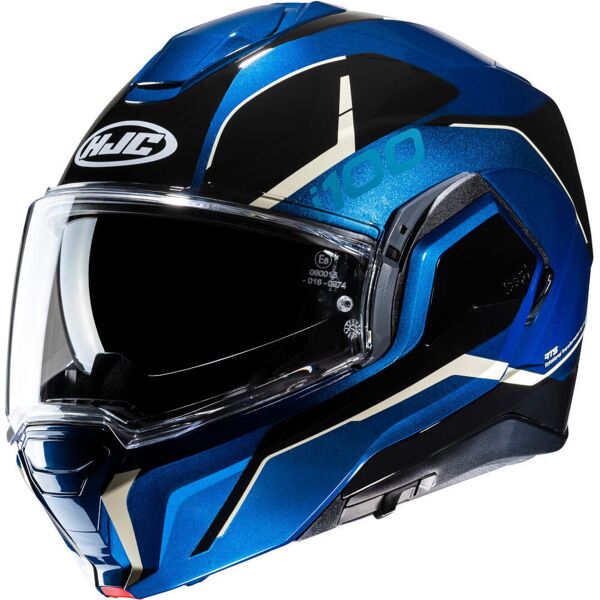 hjc i100 lorix casco nero bianco blu xl