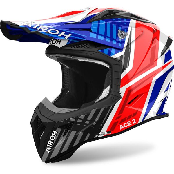 airoh aviator ace 2 proud casco da motocross bianco rosso blu s