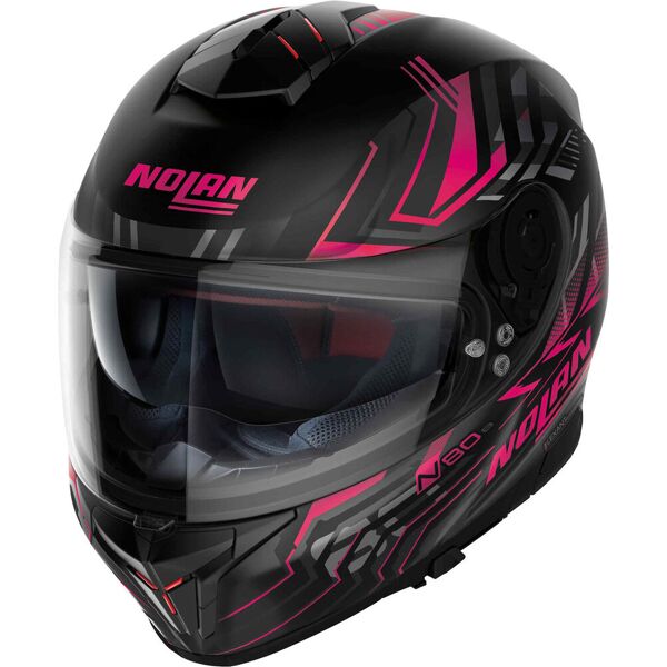 nolan n80-8 turbolence n-com casco nero grigio rosa m