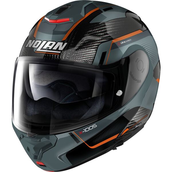 nolan x-1005 ultra carbon undercover n-com casco grigio arancione xl