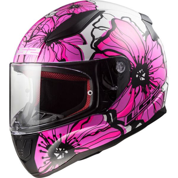 ls2 ff353 rapid ii poppies casco nero bianco rosa m