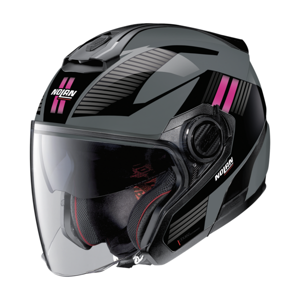 nolan n40-5 06 crosswalk n-com casco jet nero grigio rosa m