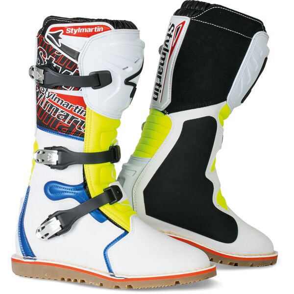 stylmartin impact pro stivali da motocross impermeabili bianco blu giallo 45