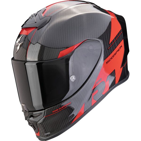 scorpion exo-r1 evo carbon air rally casco nero rosso l