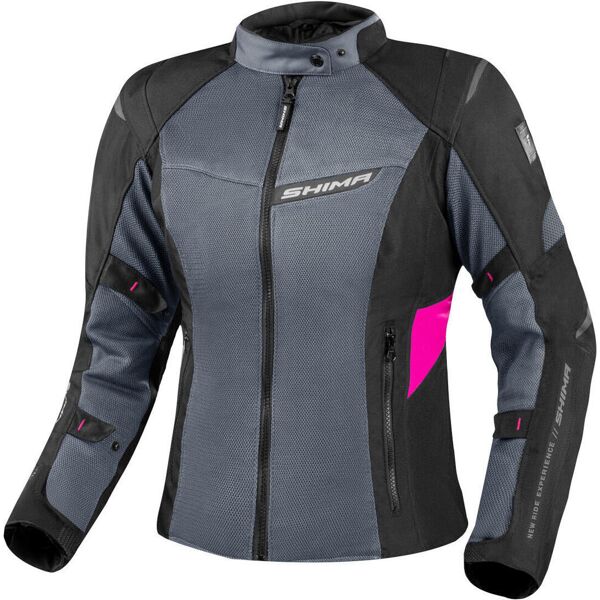 shima rush 2.0 vented impermeabile giacca tessile moto da donna nero grigio rosa m