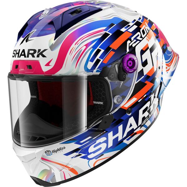 shark aeron gp replica zarco gp de france casco bianco porpora m