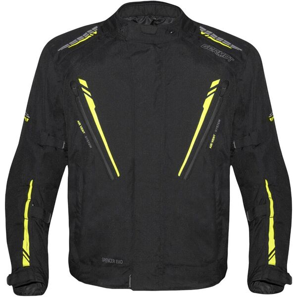 germot spencer evo big size impermeabile moto tessile giacca nero giallo 3xl