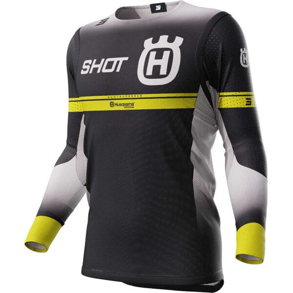 shot aerolite husqvarna limited edition 2024 maglia motocross nero grigio bianco giallo l