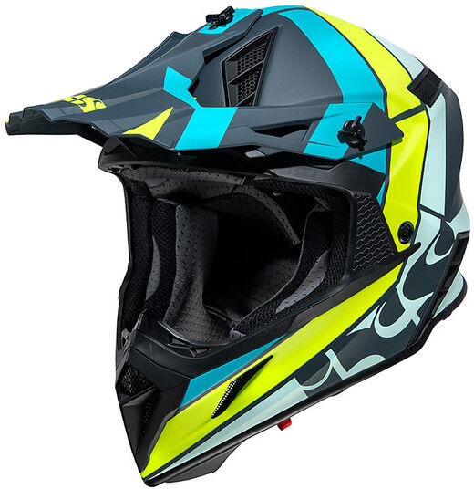 Casco in Fibra Moto Cross Enduro Ixs 189 2.0 Blu Opaco Giall taglia L