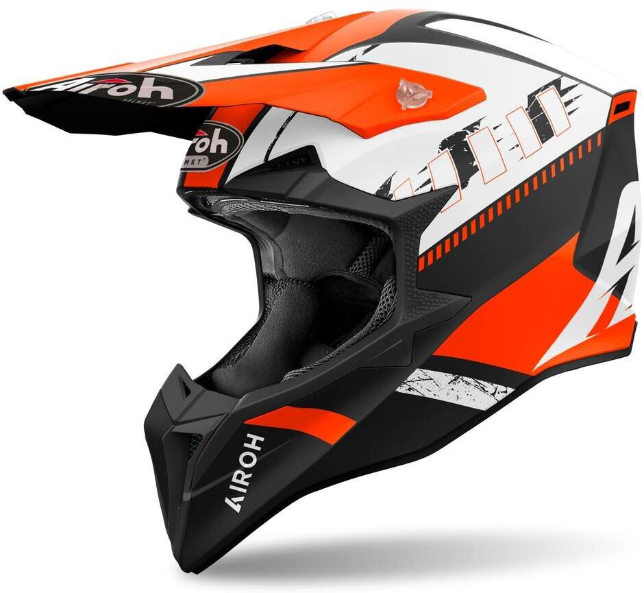 Casco Moto Cross Enduro Airoh WRAAAP FEEL Arancio Opaco taglia L