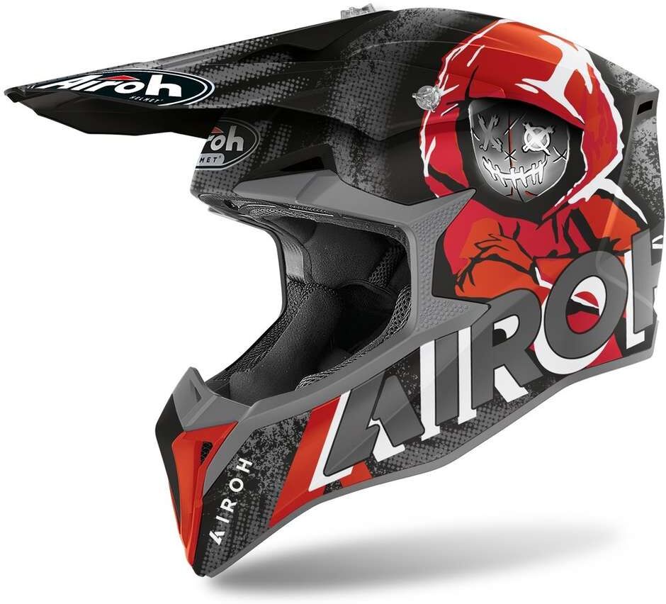 Casco Moto Cross Enduro Airoh WRAAP Alien Rosso Opaco taglia L