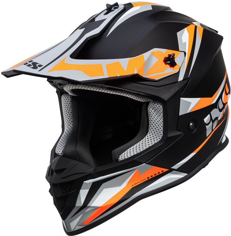 Casco Moto Cross Enduro Ixs 362 2.0 Nero Opaco Arancio Neon taglia L