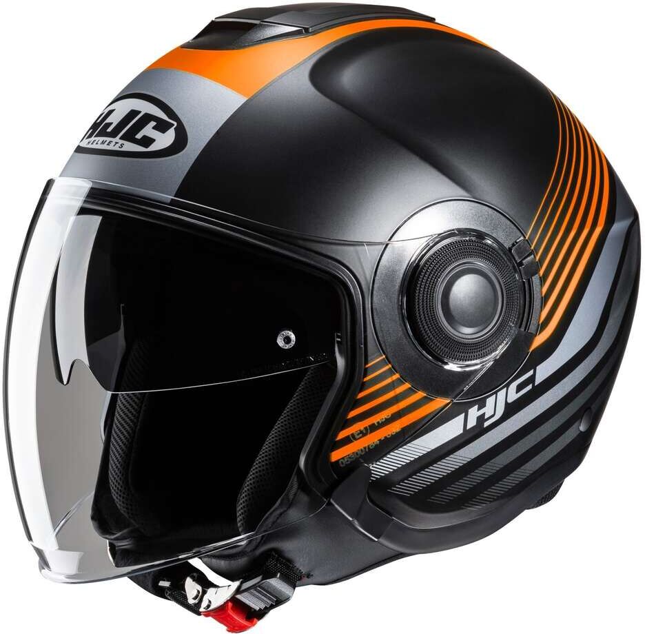 Casco Moto Jet Hjc i40N DOVA MC7SF Nero Opaco Arancio taglia XS