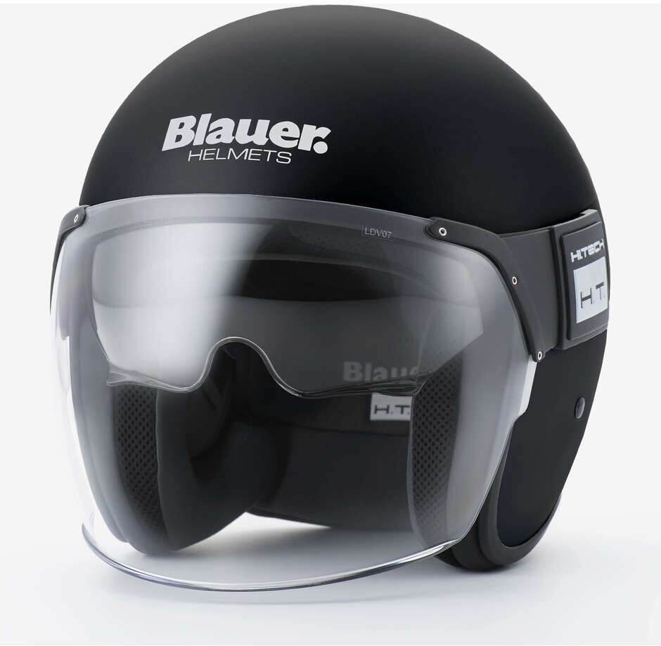 Casco Moto Jet in Fibra Blauer POD Monocolore Nero Opaco taglia S