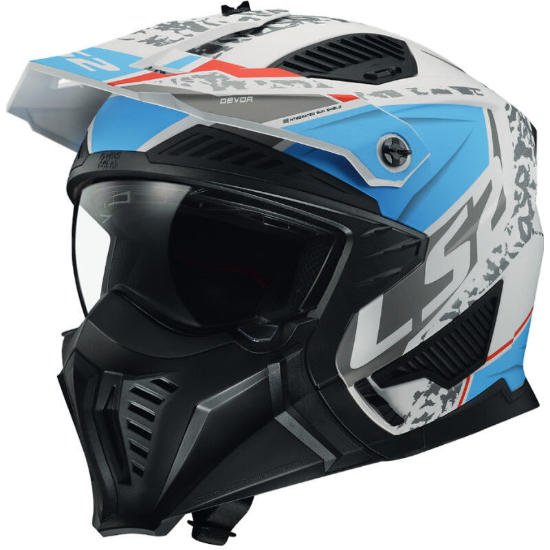 Casco Moto Jet Ls2 OF606 DRIFTER DEVOR Bianco Blu Opaco taglia XL