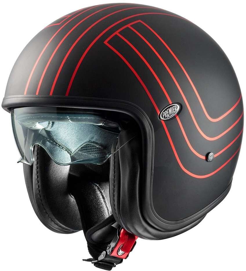 Casco Moto Jet Premier VINTAGE EX RED CHROMED BM Opaco taglia XL