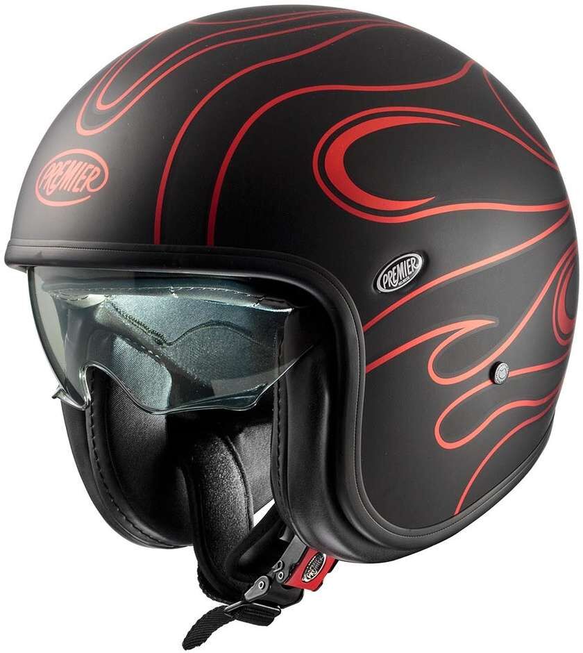 Casco Moto Jet Premier VINTAGE FR RED CHROMED BM Rosso Opaco taglia XL