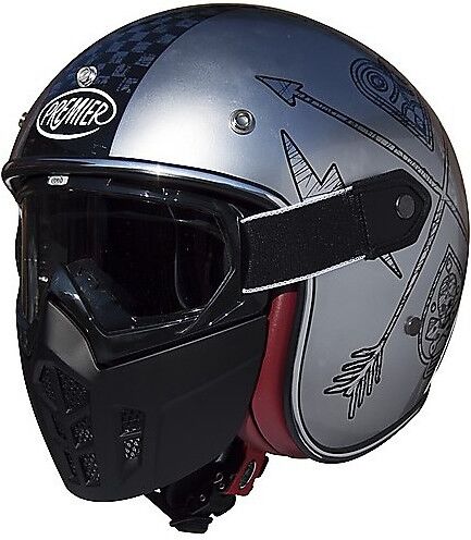 Casco Moto Jet Premier Vintage In Fibra Mask NX Chromed taglia XS