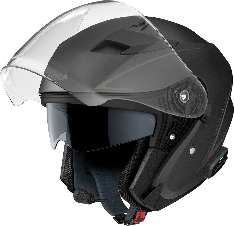 Casco Moto Jet Sena OUTSTAR S Nero Opaco Con Bluetooth Integ taglia M