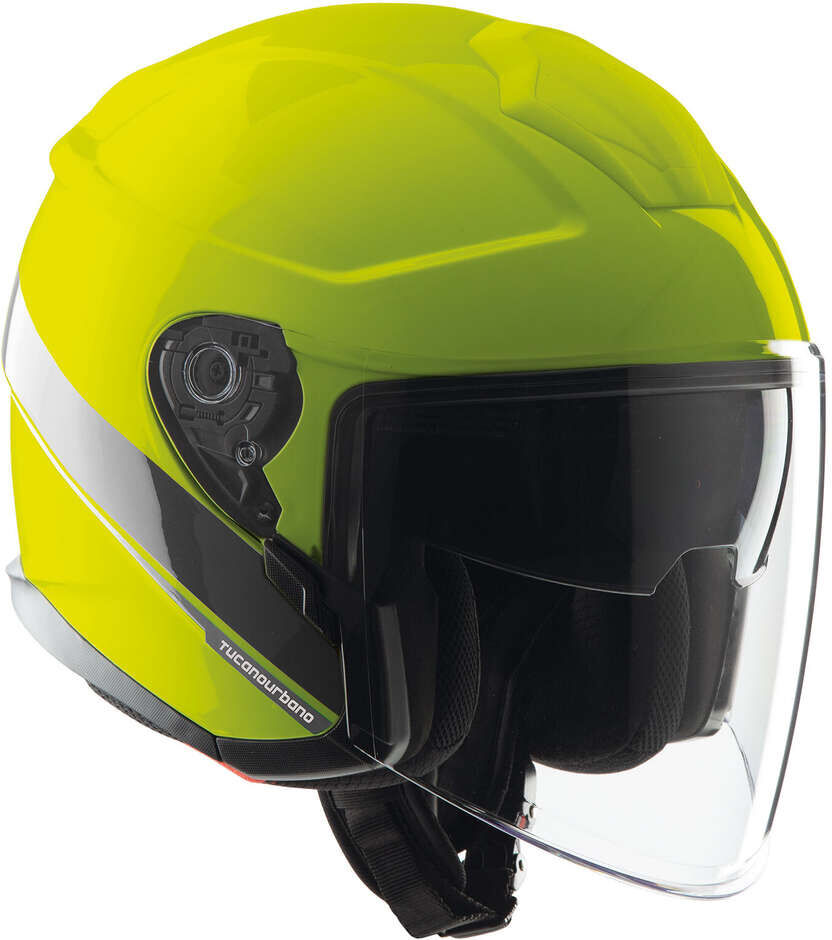 Casco Moto Jet Tucano Urbano EL MAX Giallo Fluo Graphic-A Lu taglia XS