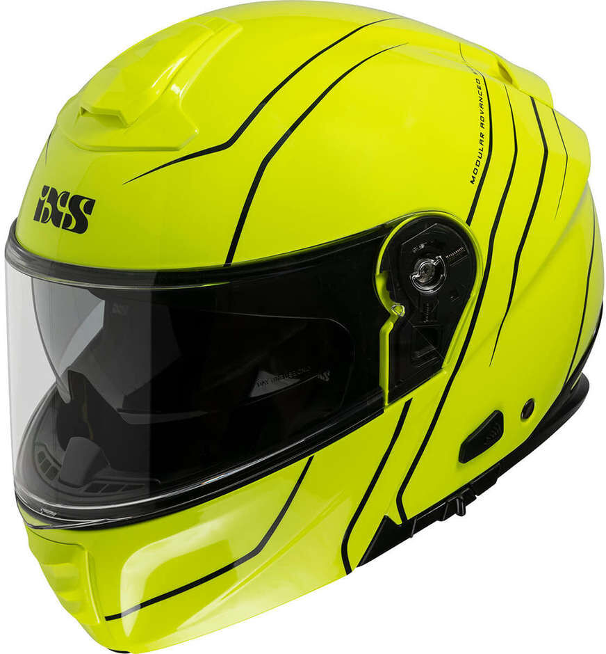 Casco Moto Modulare In Fibra Ixs 460 FG 2.0 Giallo Fluo Nero taglia XL