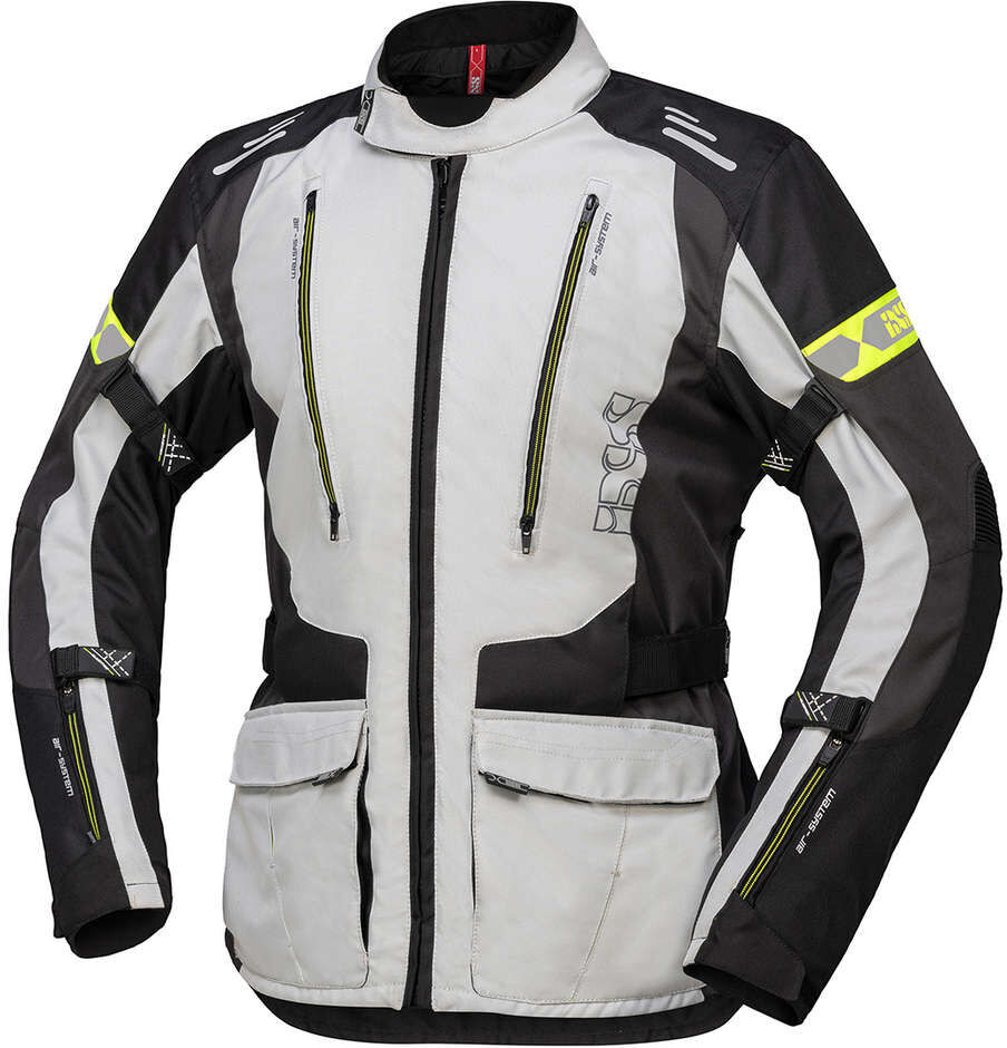 Giacca Moto in Tessuto Ixs LORIN-ST Grigio Nero Giallo Neon taglia M