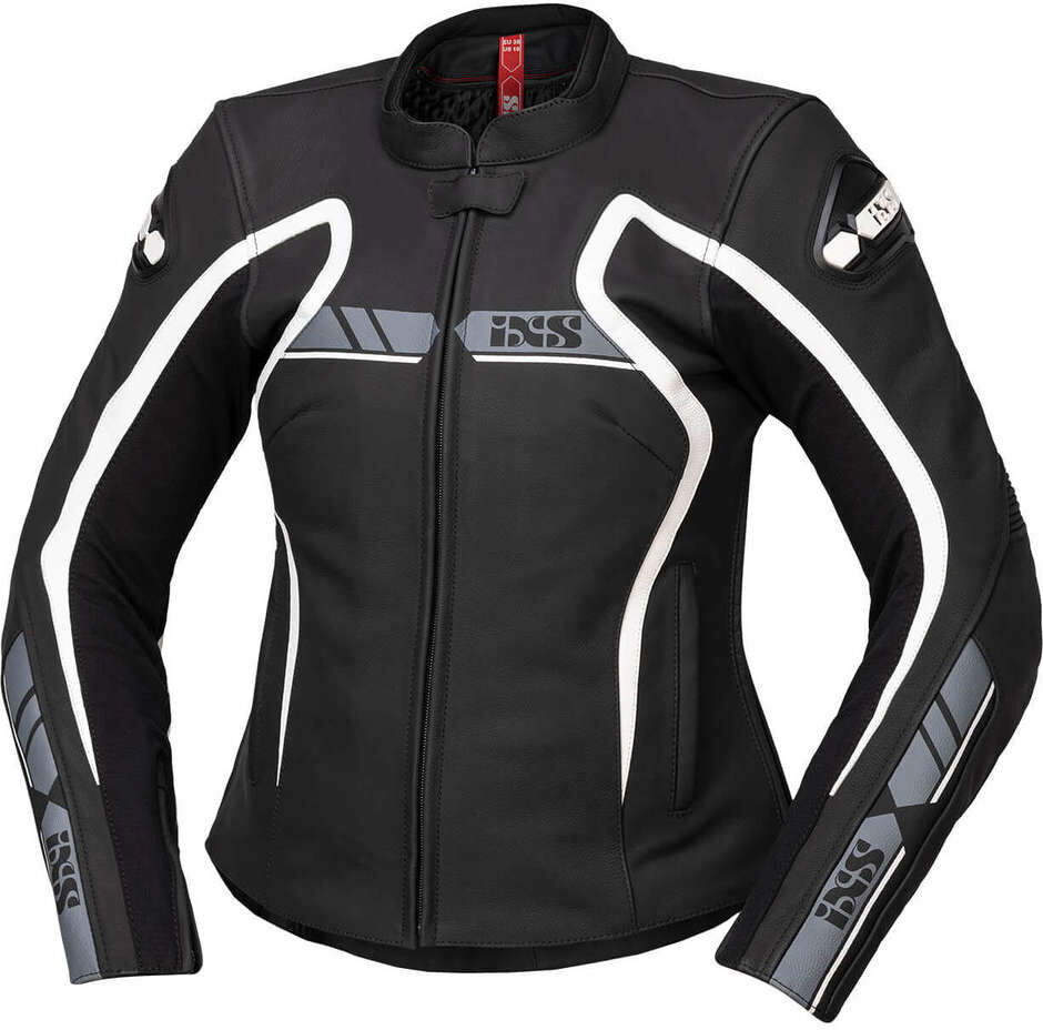 Giacca Moto Sport Donna In Pelle Ixs Rs-600 1.0 Nera Grigio taglia 42