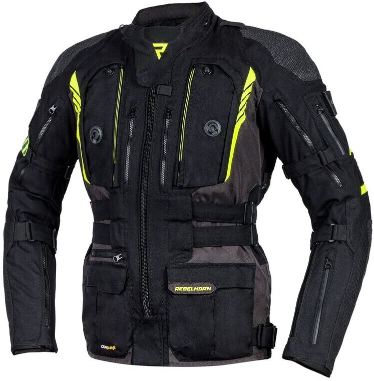 Giubbotto Moto Adventure Rebelhorn PATROL Nero Giallo Fluo taglia M