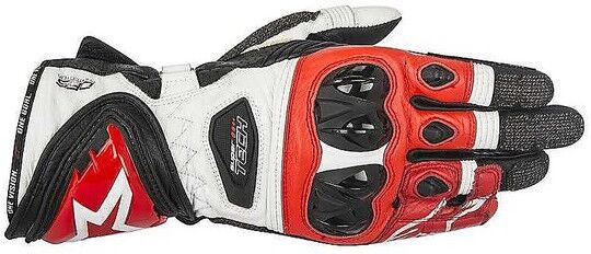 Guanti Moto in Pelle Alpinestars Supertech Nero Bianco Rosso taglia S