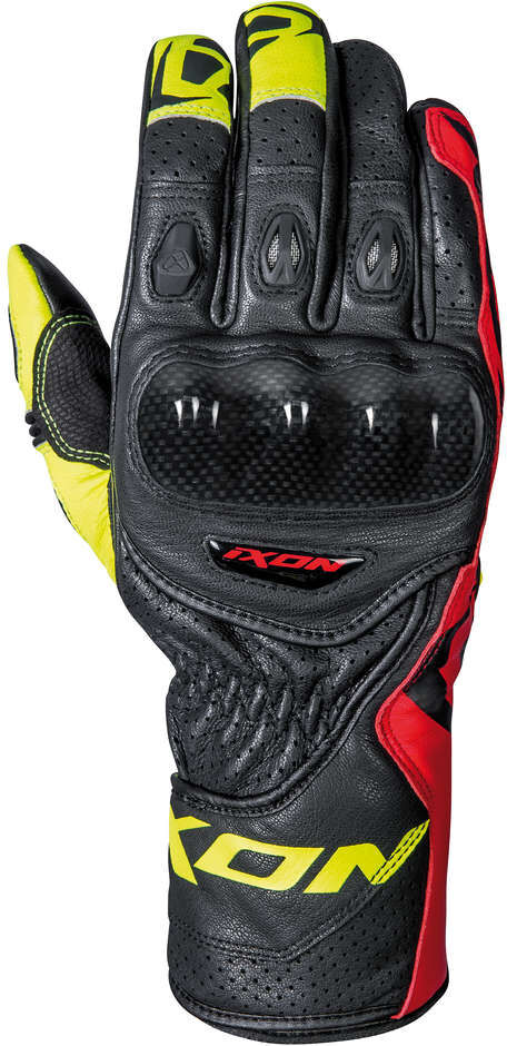 Guanti Moto In Pelle Sportivi Ixon RS CIRCUIT-R Nero Rosso G taglia XL